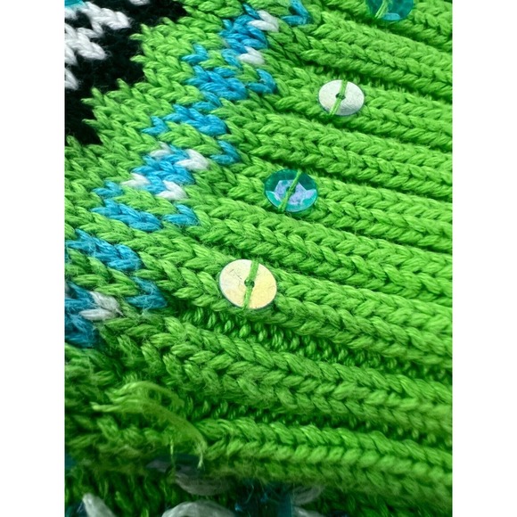 Quacker Factory Women's Green Long Sleeve Full Zip Ski Snow Motif Sweater M - Picture 15 of 16